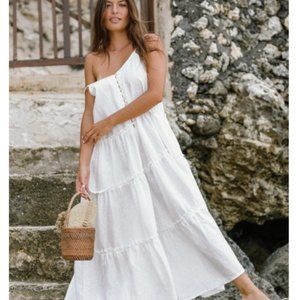 Myrah Penaloza La Mexicana Playsuit (100% cotton, white).